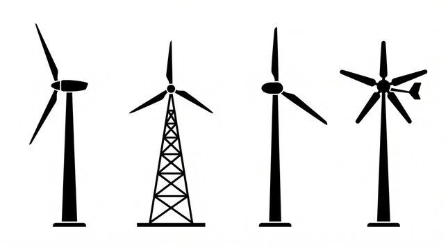 Four different wind turbine designs illustration