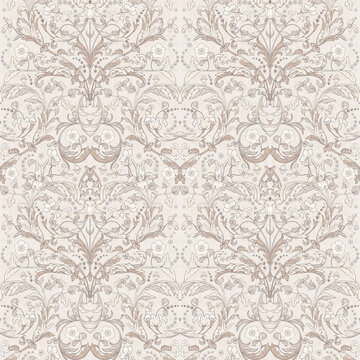 Patchwork seamless pattern collection with plaid dots and damask designs