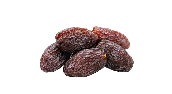 Sweet dried dates fruit cluster isolated on black background, transparent PNG