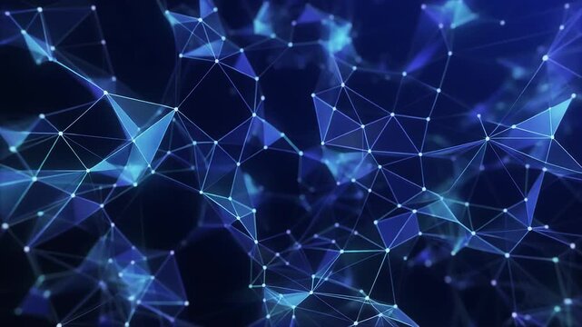 Blue Low Poly Network Mesh Technology Geometric Loop