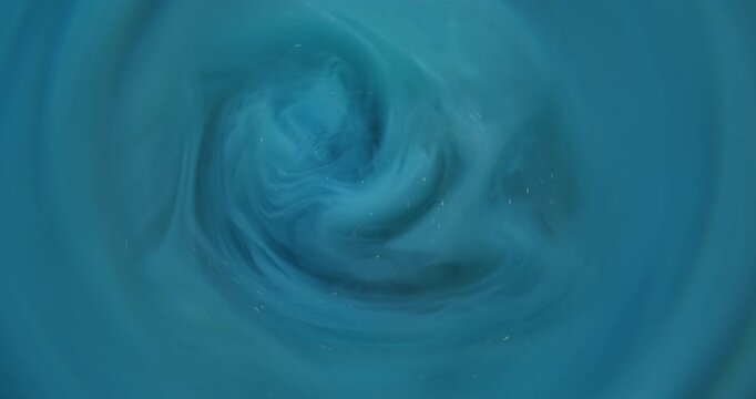 Paint vortex. Blur art smoke. Shimmering blue round swirl flow color abstract background. Fume portal spin blend circle frame texture.