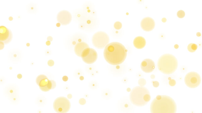 Transparent overlay of golden bokeh dots and warm glowing light particles isolated on a dark background