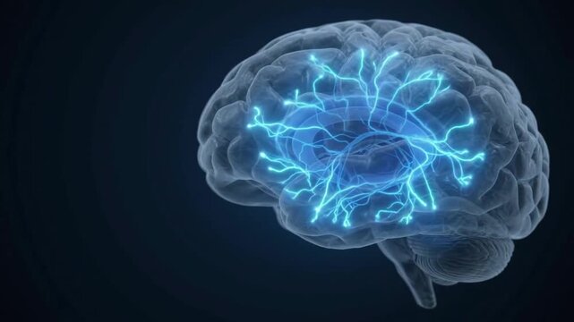 Glowing digital illustration of brain anatomy highlights neuron connections neuroscience concept showing detailed structure function human brain detailed digital illustration emphasizes neuroscience