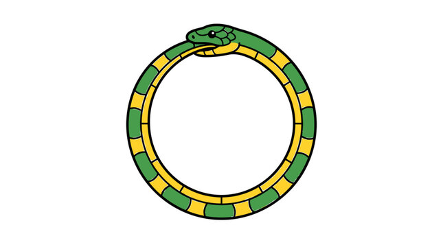 Ouroboros snake biting tail in a circle.