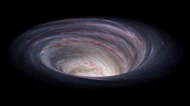 Abstract swirling black hole vortex with glowing light in deep space
