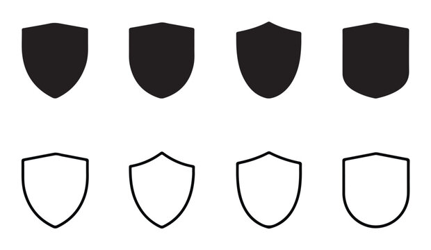 Simple shield shapes collection for security and protection emblems.