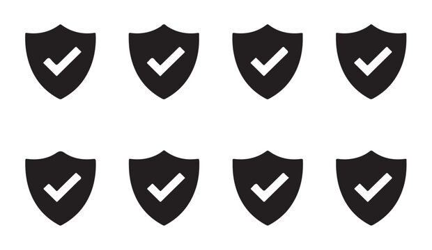Black and white checkmark shield icons are perfect for illustrating security and protection concepts.