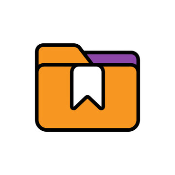 Orange file folder with bookmark tab.