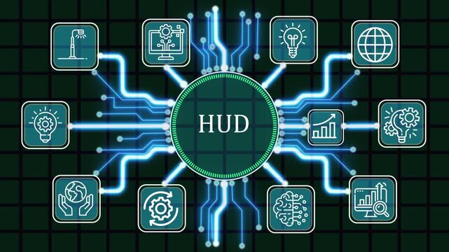 Advanced Augmented Reality Head-Up Display HUD Interface and Real-Time Data Visualization Framework with AI-Powered Situational Awareness for Modern Enterprise Applications Concept 4K video