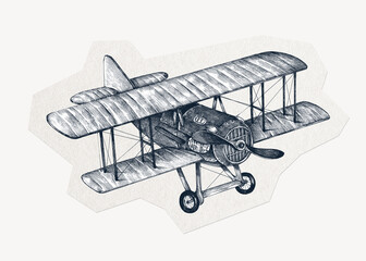 Vintage airplane clipart sticker, paper craft collage element © Rawpixel.com