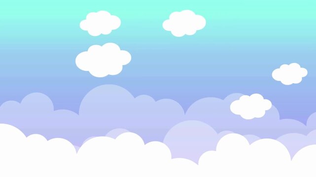 Blue cyan gradient sky multiple fluffy white clouds layered soft pastel pattern.