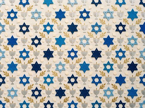 Festive Hanukkah fabric pattern with stars.