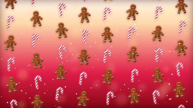 Seamless Christmas Gingerbread and Candy Cane Pattern Background