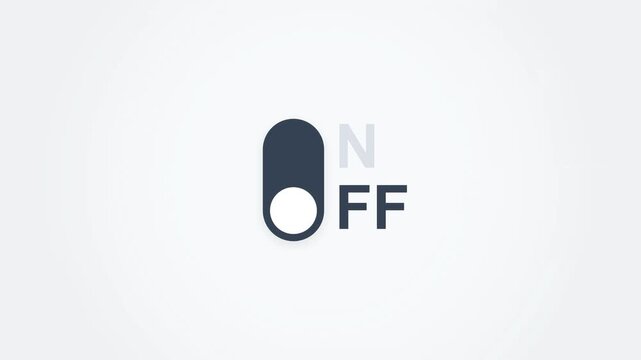 On off toggle switch animation on white background, minimal user interface concept