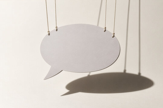Controlled Message &ndash; Speech Bubble Suspended Like a Puppet
Manipulated Communication Concept for Propaganda, Influence and Opinion Control