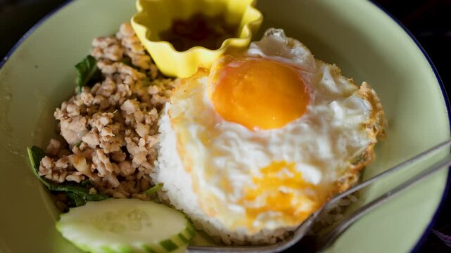 Thai Pad Krapow Minced Pork with Fried Egg and Rice