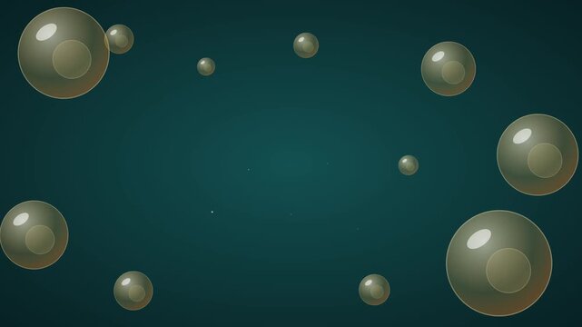 Abstract illustration of floating biological cells or water bubbles on a dark teal background