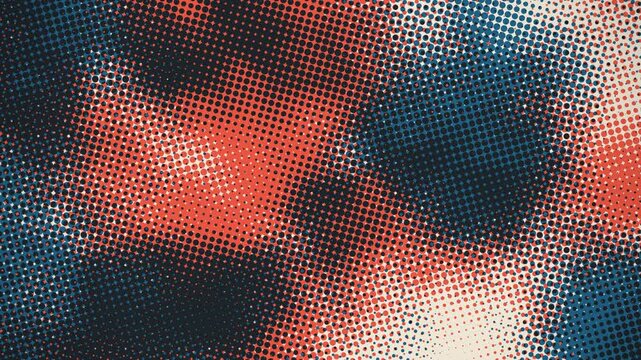 Risograph Halftone Print Coral and Teal Ink on Cream Paper Seamless Loop