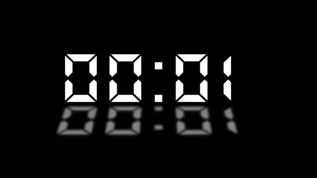 Digital countdown 05 seconds countdown animation .analog clock style on isolated black background. 5 to 0 second Time-lapse speed ,eve number counter. 4K footage motion graphic video rendering .
