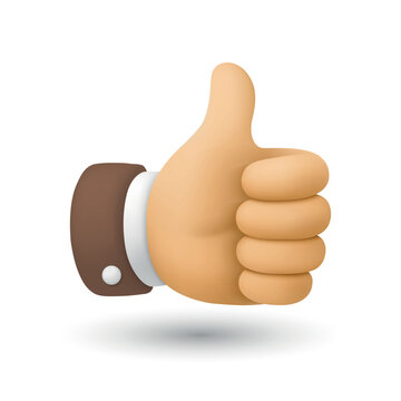 Thumbs Up Vector Illustration. 3d Like Hand Icon, 3D Thumb Up Gesture Illustration for Approval, Positive Feedback, Social Media, Success, Vote, Agreement, Good Review Design