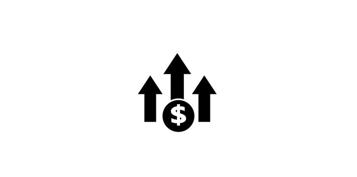 High pricing icon. Up arrow with dollar sign. high price business money cost pay payment logotype animation.