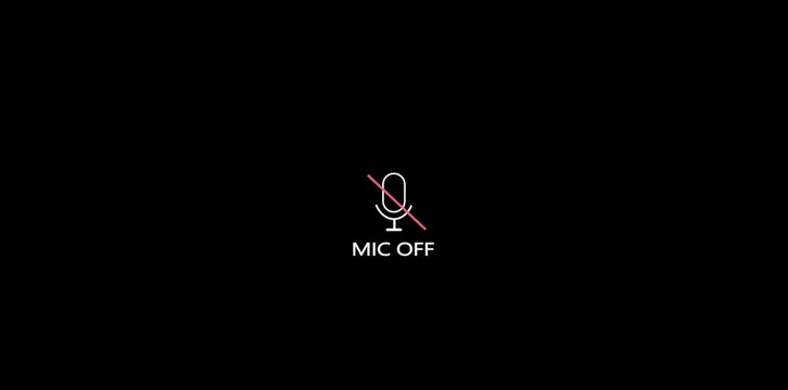 Disabled or muted microphone icon animation, Transparent background. 4K resolution