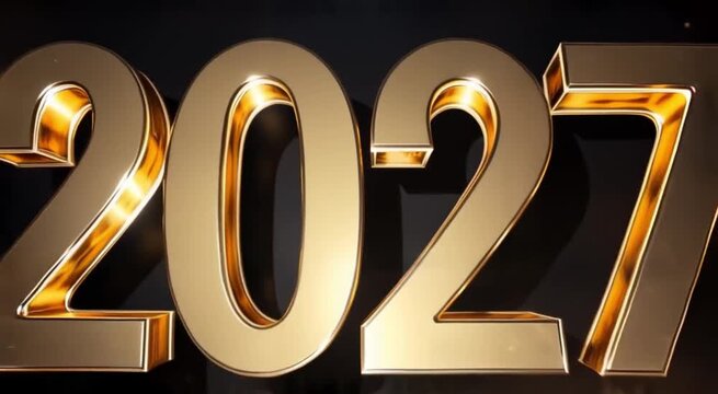 A cinematic 3D golden typography animation displaying the text Napp Year against a dark, moody background for event titles