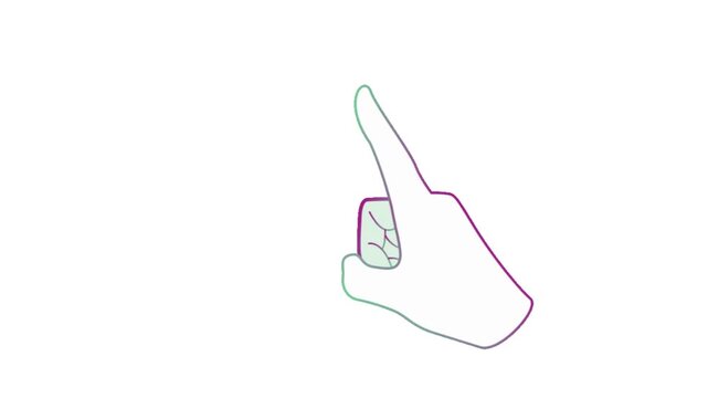 Gradient line art icon showing a hand pointing upward for user interface design navigation and digital storytelling in modern tech