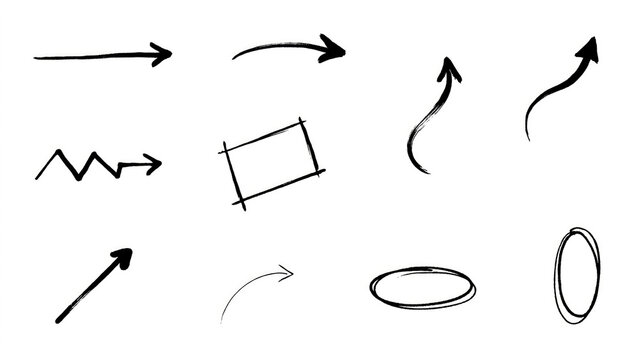 Hand drawn arrows with demonstrating movement directions