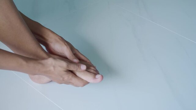 Woman massage ankle pain foot woman, sprain feet heel knee sore people chronic joint leg hurt injury bone arthritis skeleton girl accident fitness sport exercise medical care
