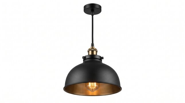 Black industrial pendant ceiling light fixture with vintage edison