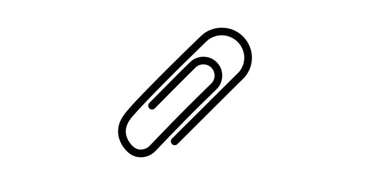 Paperclip icon for fastening documents and office supplies.