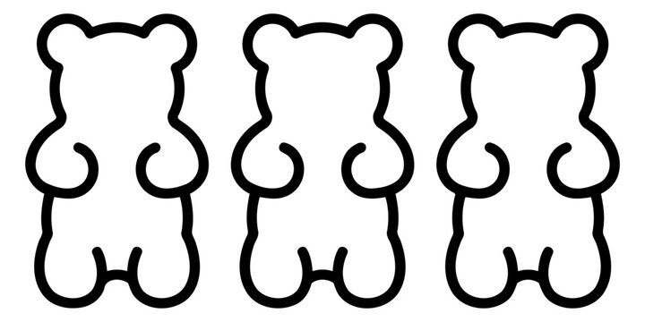 Three gummy bears standing