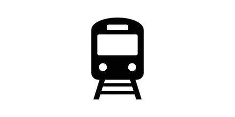 Front view train icon on railway track for transportation and travel © wajiduuu