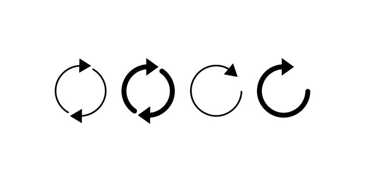 Four circular arrow icons for refresh and reload actions on transparent background.