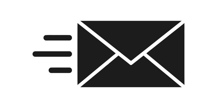 Fast sending envelope icon on transparent background.
