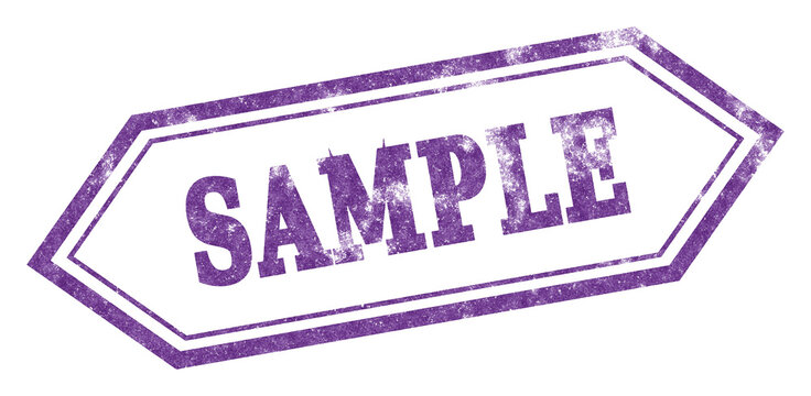 Purple SAMPLE hexagon grunge rubber stamp isolated on transparent background