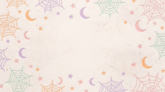 Halloween spider web and moon background frame