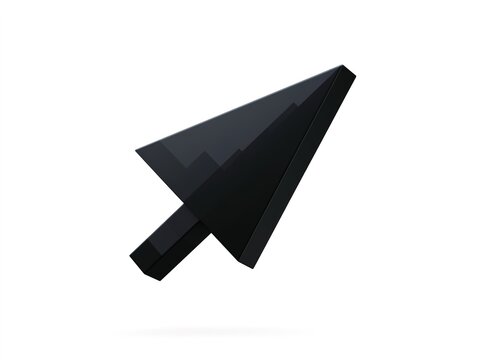 3D Black Pixel Mouse Cursor Arrow Isolated