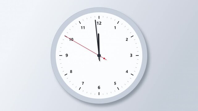 Wall clock ticking loop animation showing time passing, hours, minutes, seconds