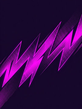 Abstract background featuring vibrant purple jagged lightning bolt shapes with halftone dot texture.