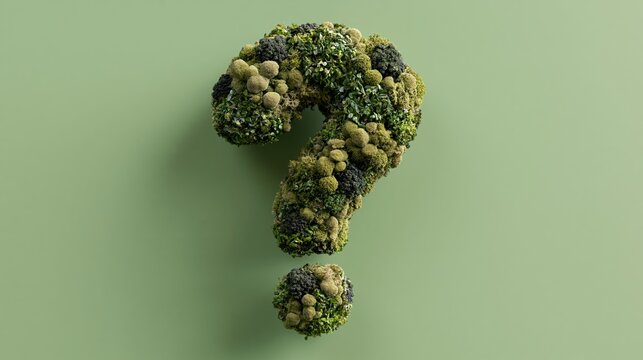 The Broccoli Question Mark Artwork on Green Background with Fresh Texture