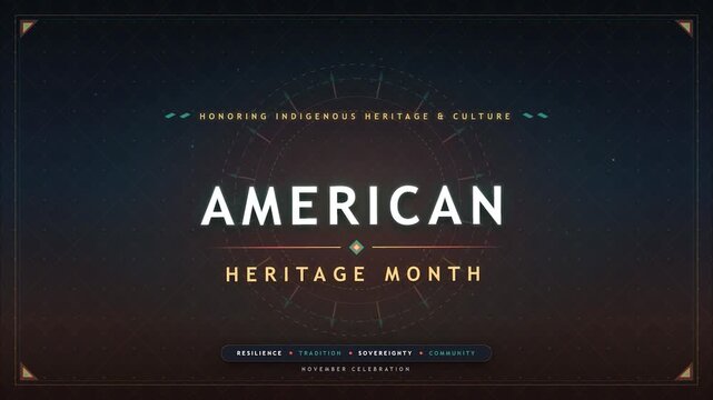 American heritage month honoring indigenous culture elegant cinematic golden typography motion graphics background for november social media celebration