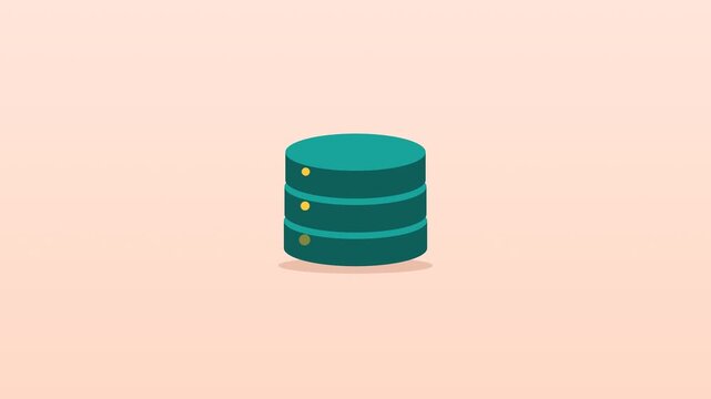 Database stack with bouncing discs storing data packet seamless loop