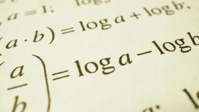 Mathematical logarithm equations &ndash; gliding camera movement across formulas