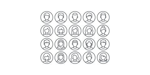 Collection of diverse people icons for user profiles © Tanveer Ahmed
