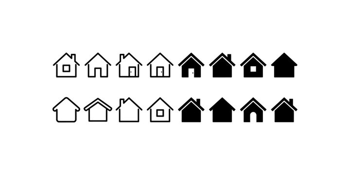 Collection of house icons for real estate and home building concepts
