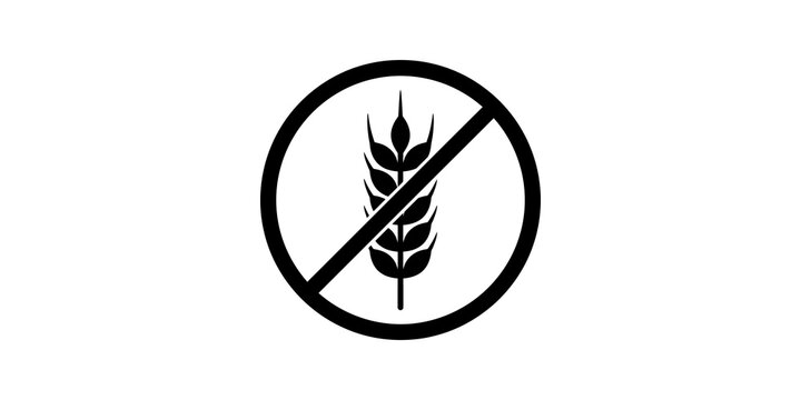 Gluten-free symbol with wheat stalk and circle.