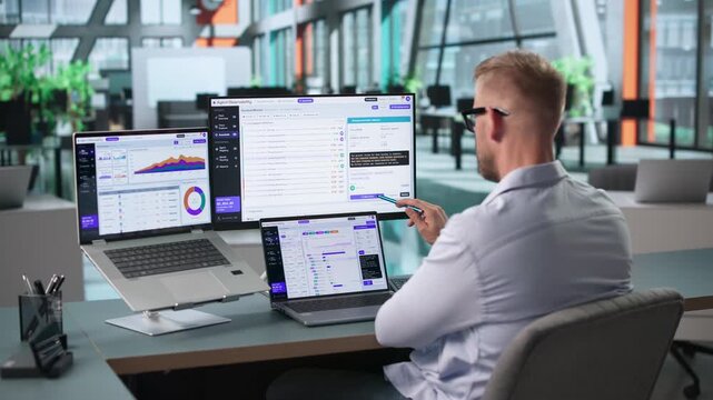 Software Engineer Analyzing LLM Prompt Orchestration On Laptop