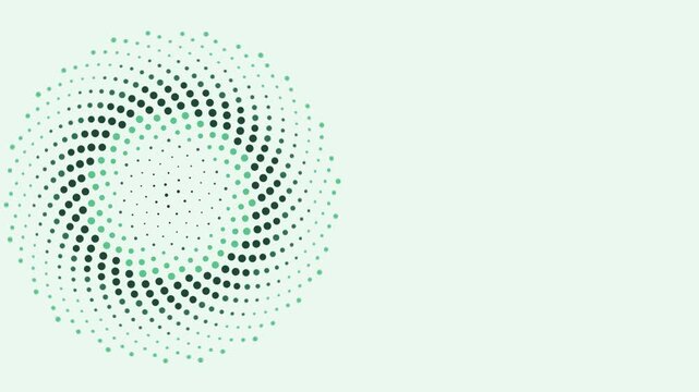 Green spiral of dots swirling like a sunflower seamless loop